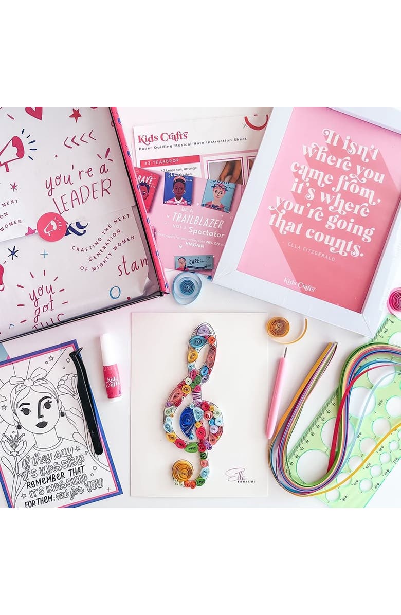 Kids Crafts Believe Like Ella Paper Quilling Music Note DIY Craft Kit w/ 6x8" Frame, Alternate, color, Multicolored