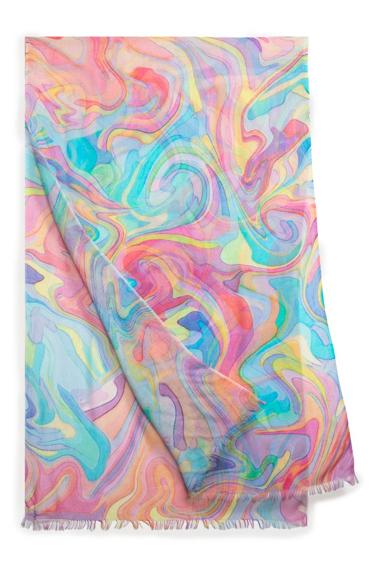 Abstract Swirl Scarf, Main, color, PINK MULTI