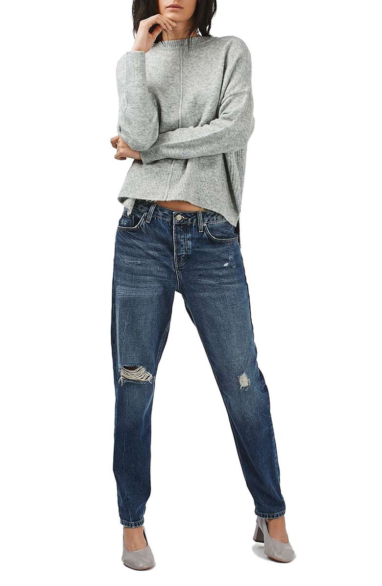 Topshop Zip Side Sweater, Alternate, color, 