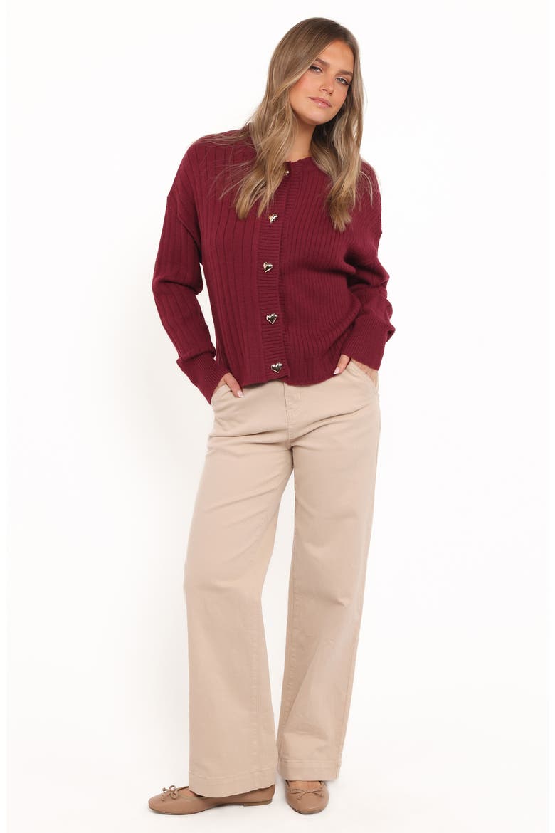 Loulani Heart Button Cardigan, Alternate, color, CHERRY