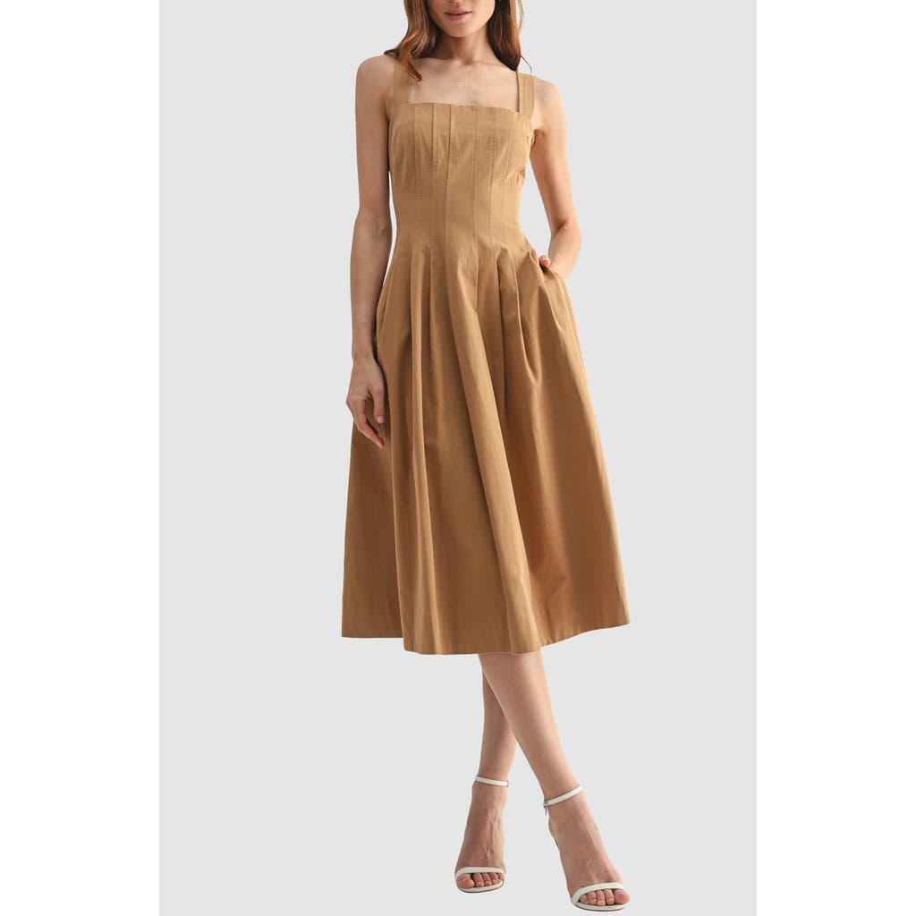 Mila Mae Pleated Cotton Midi Dress