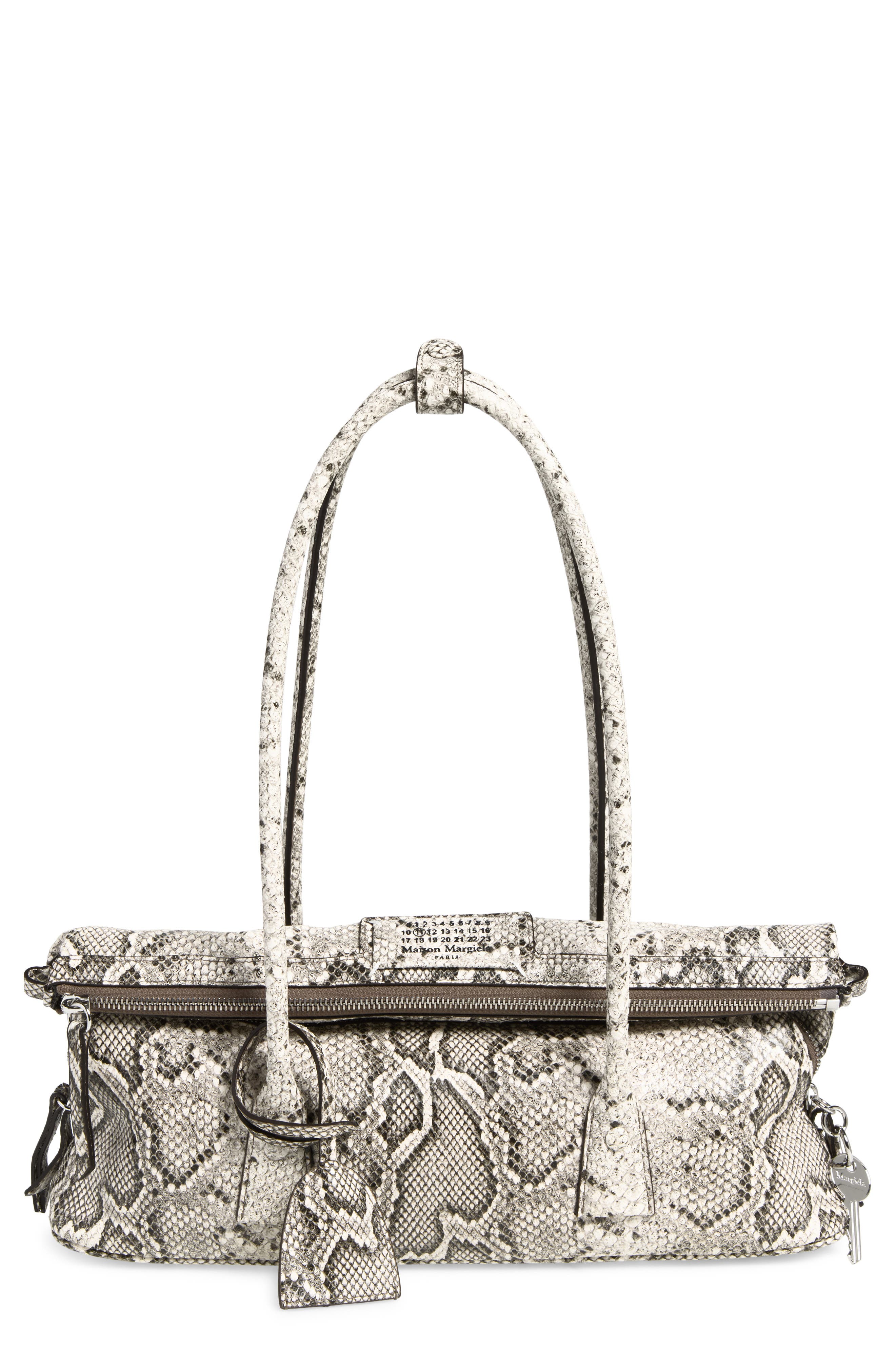 5AC Snakeskin Embossed Leather East/West Shoulder Bag, Main, color, ROCCIA