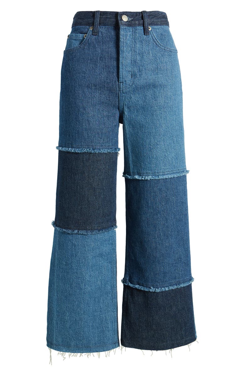 Rails The Getty Patchwork High Waist Crop Wide Leg Jeans, Alternate, color, Indigo Patchwork