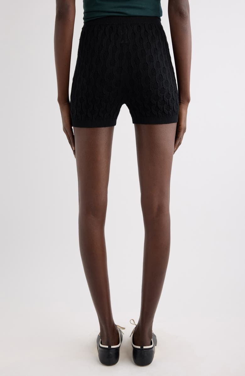 Dries Van Noten Target Merino Wool Pointelle Shorts, Alternate, color, Black
