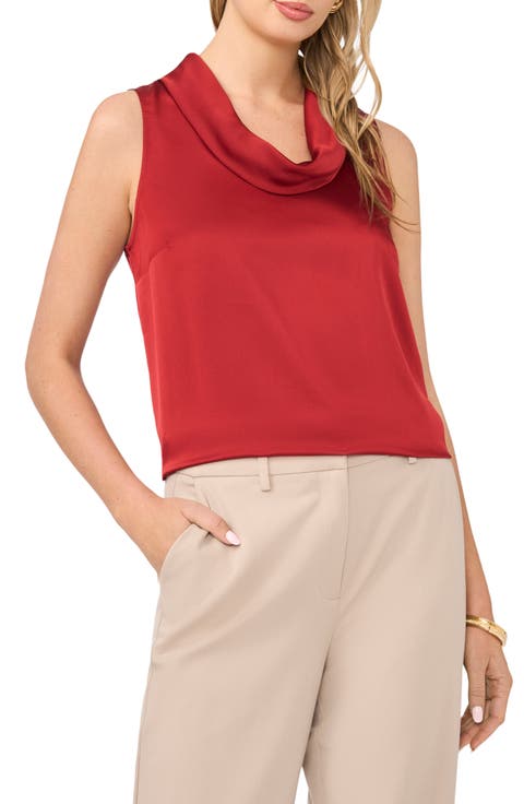 Cowl Neck Satin Charmeuse Sleeveless Top