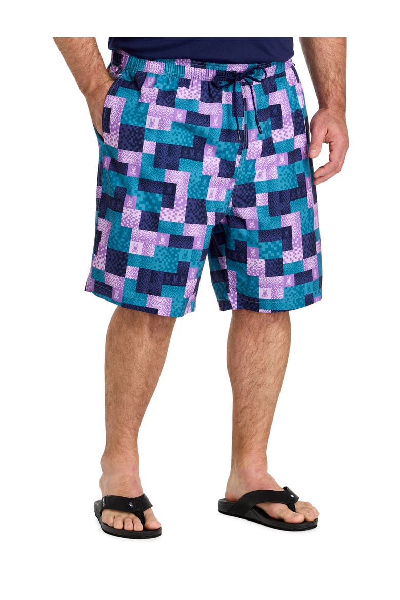 Big & Tall Olivier All Over Bunny Swim Trunks, Main, color, MALLARD BLUE