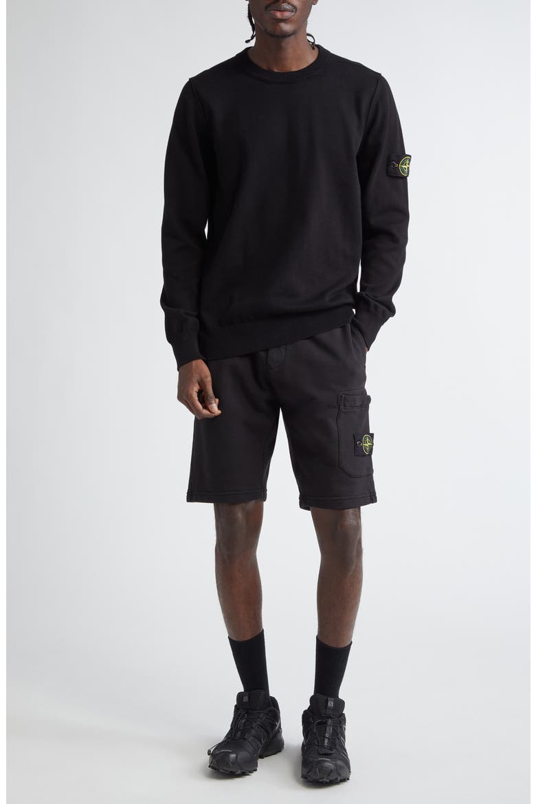 Cotton Crewneck Sweater, Alternate, color, V0029 BLACK