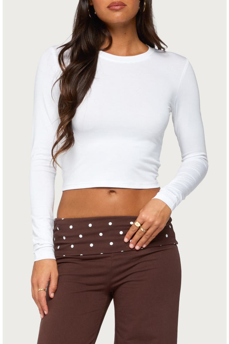 Zali Long Sleeve Crop Top, Main, color, WHITE