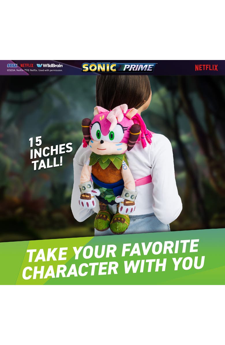 Sonic Prime 15 Inch Plush Kids Backpack Thorn Rose, Alternate, color, Multicolored