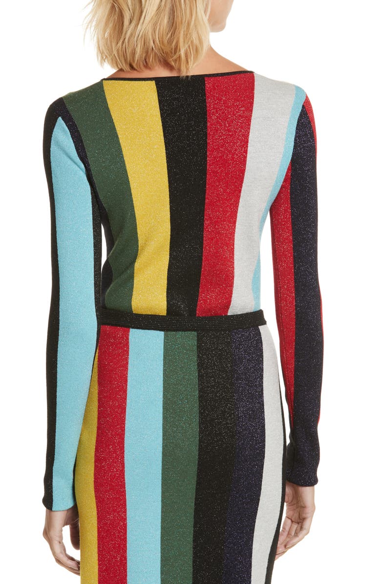 DVF Diane von Furstenberg Metallic Stripe Sweater, Alternate, color, 