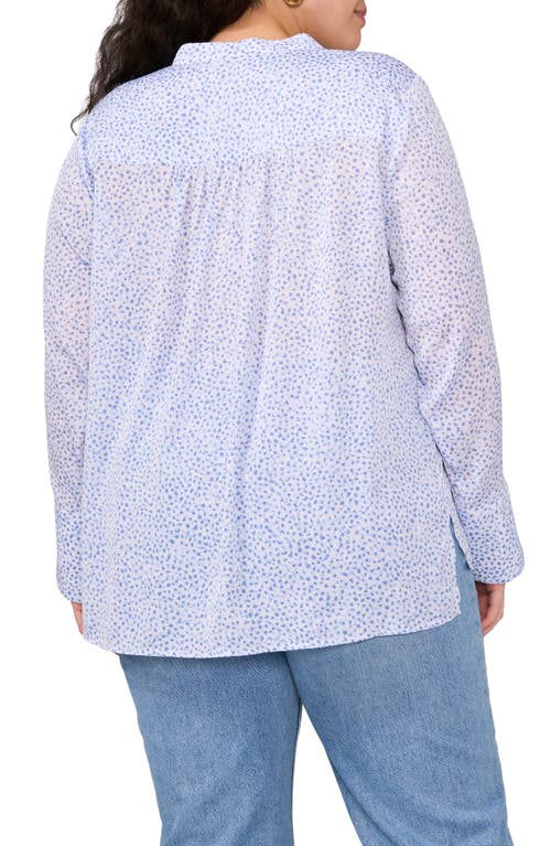Vince Camuto Dot Print V-neck Split Cuff Top In Lake Breeze