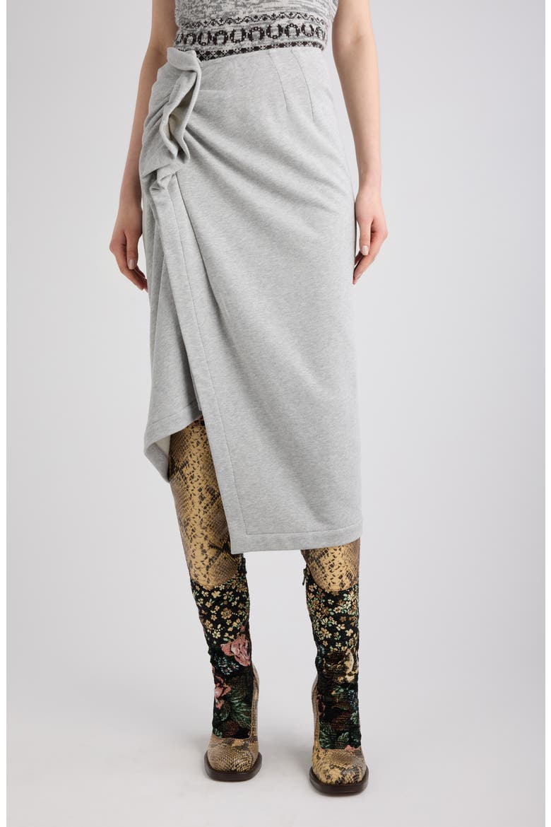Hanam Melange Cotton Jersey Midi Skirt, Main, color, GREY MELANGE