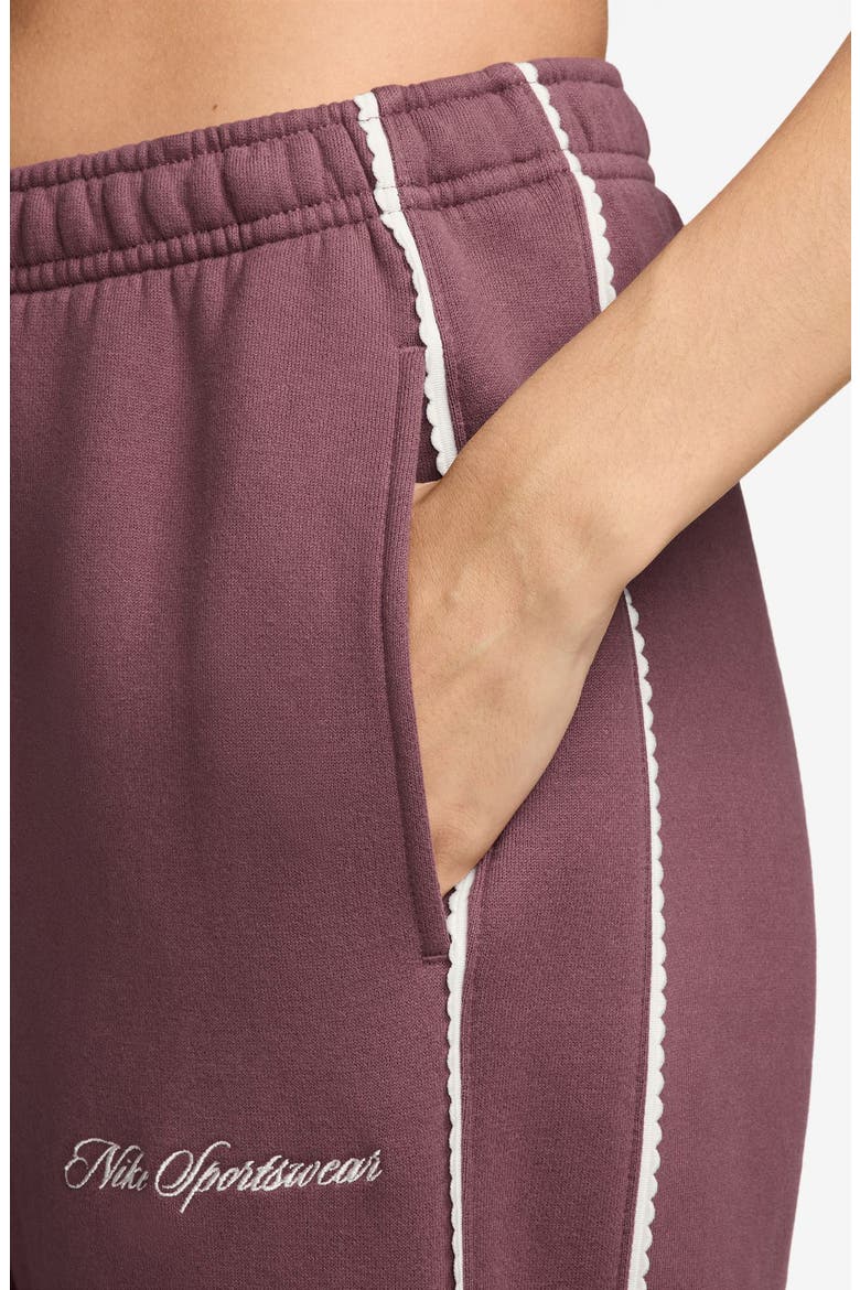 Sportswear Studio Mid Rise Scallop Wide Leg Fleece Pants, Alternate, color, PINK SMOKE