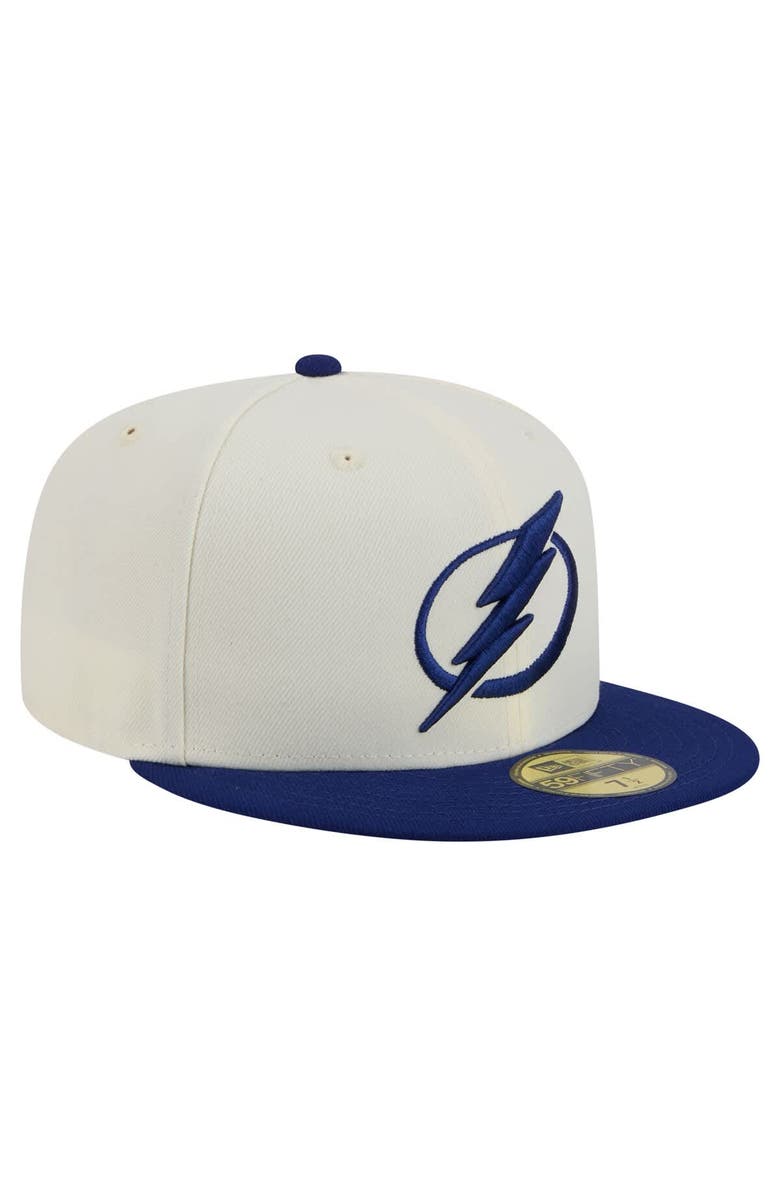 New Era Men's New Era White Tampa Bay Lightning Chrome Two-Toned 59FIFTY Fitted Hat, Alternate, color, Cream