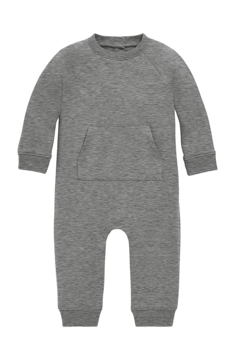 Primary Baby Sweatshirt Romper, Main, color, Heather Storm Gray