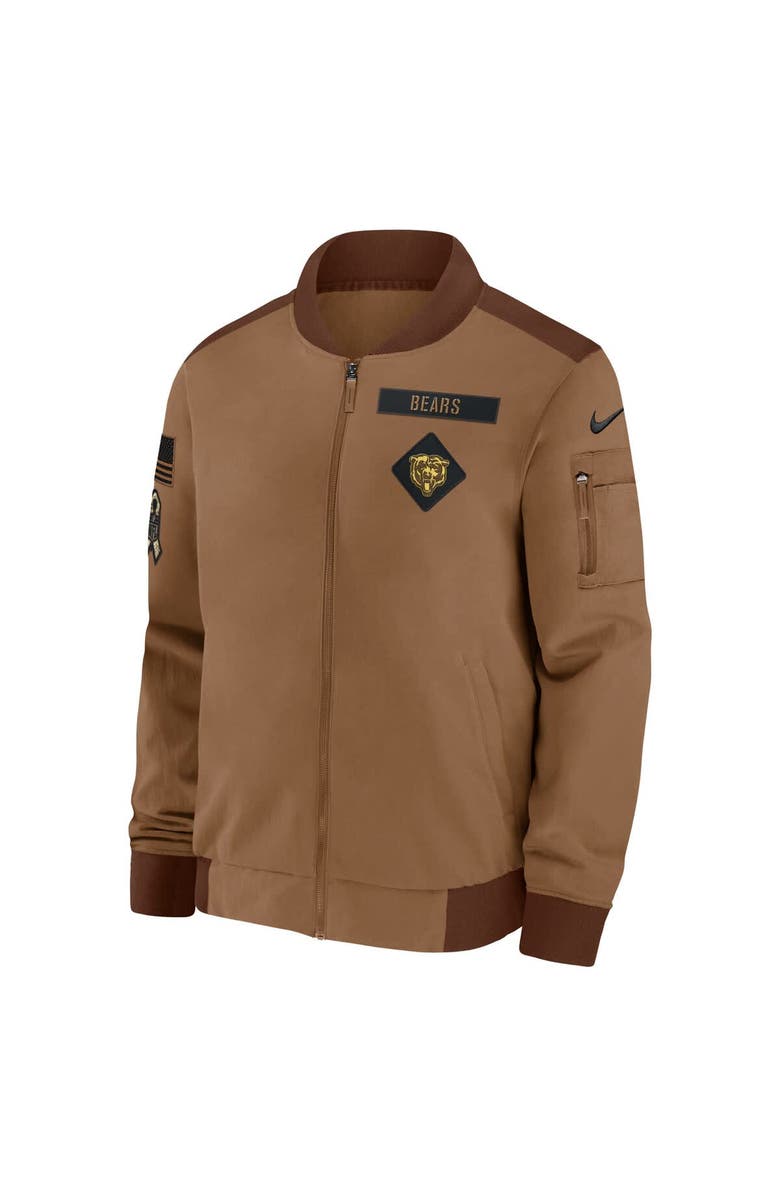 Nike Men's Nike Brown Chicago Bears Salute To Service Full-Zip Bomber Jacket, Alternate, color, 