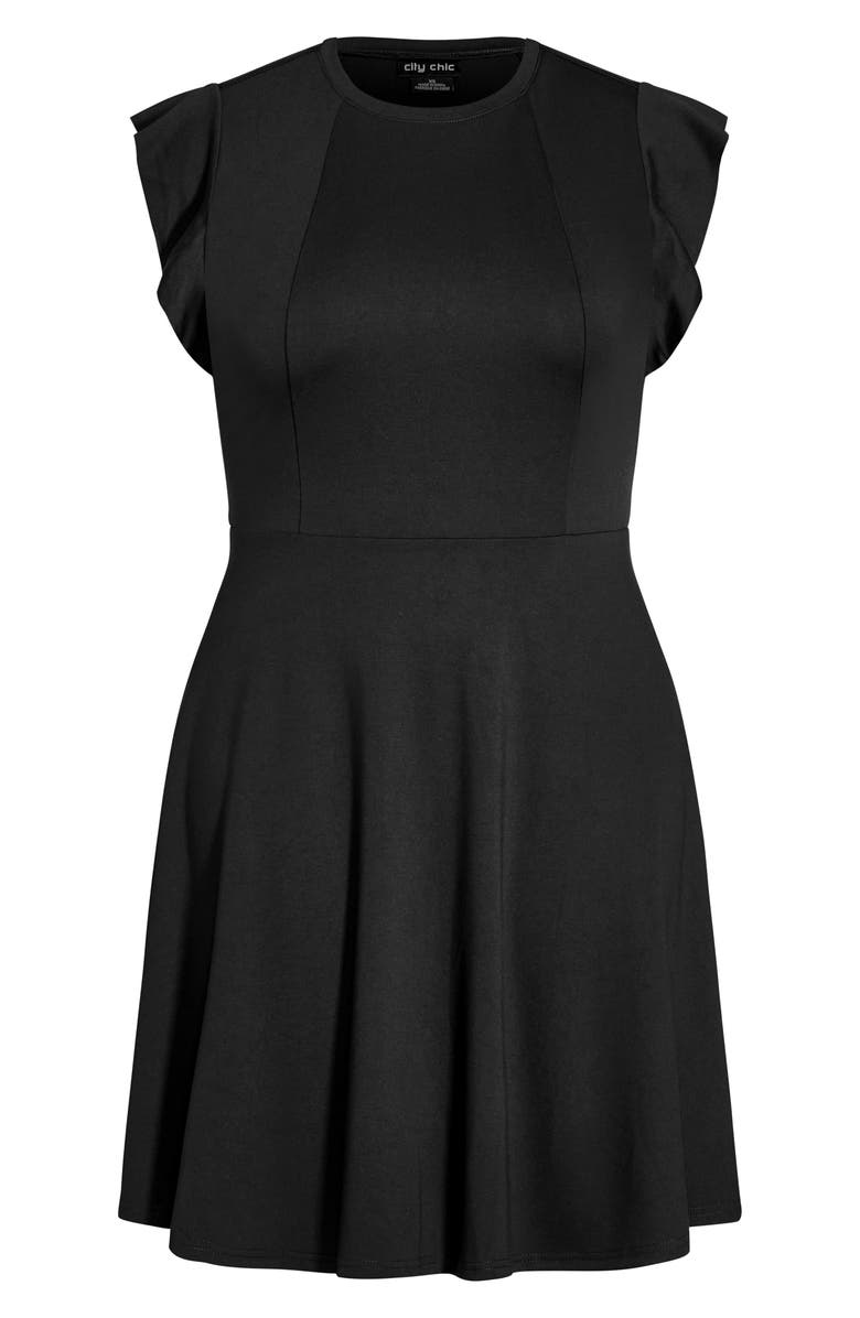 City Chic Frill Sleeve Dress, Alternate, color, Black