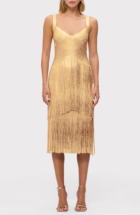 The Metallic Mischa Fringe Dress