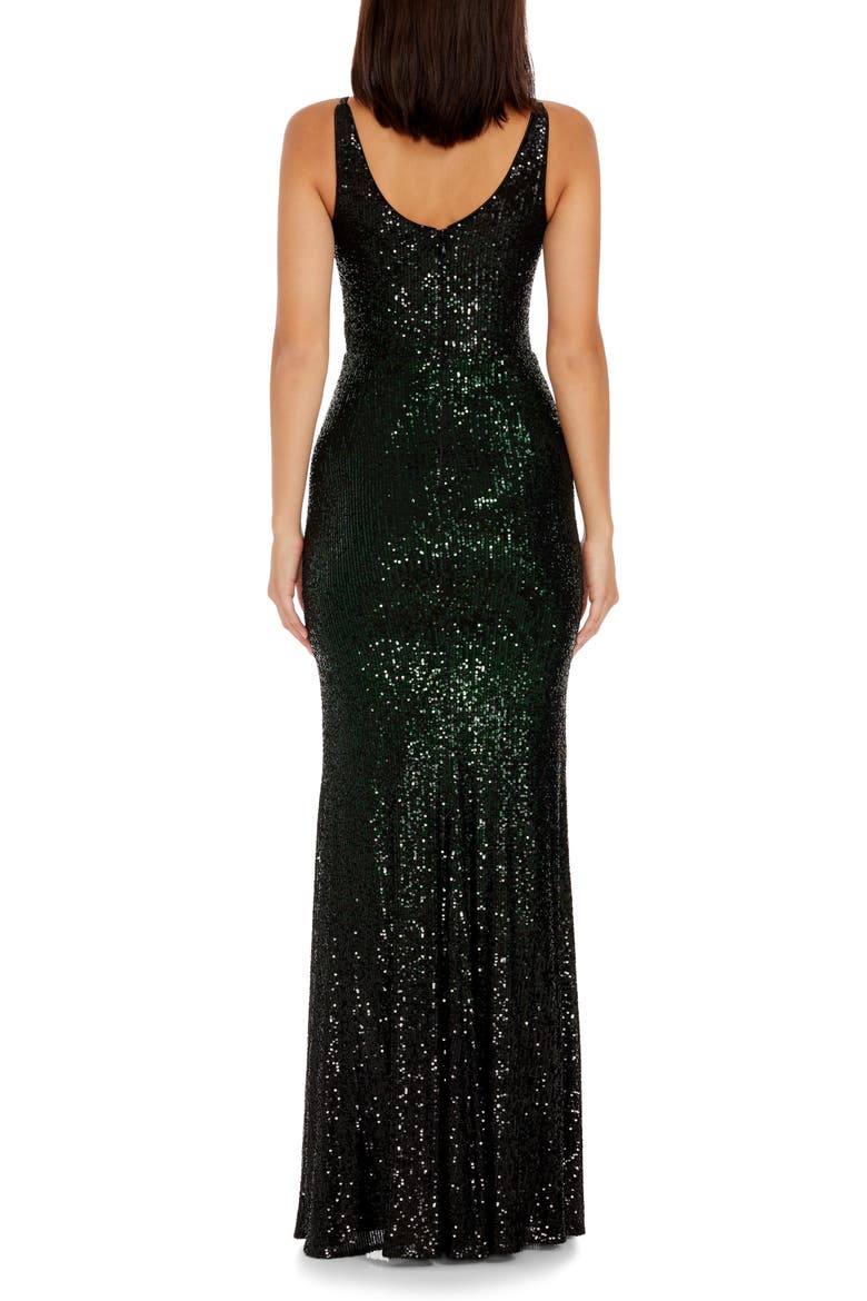 Jordana Sequin Side Slit Gown, Alternate, color, PINE MULTI