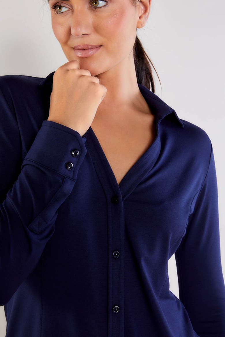 Nikki Longsleeve Pique Shirt, Alternate, color, Navy