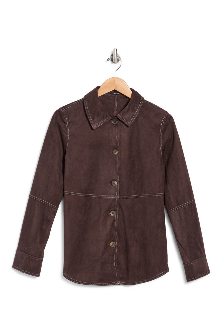 Faux Suede Shirt, Main, color, RICH MOCHA