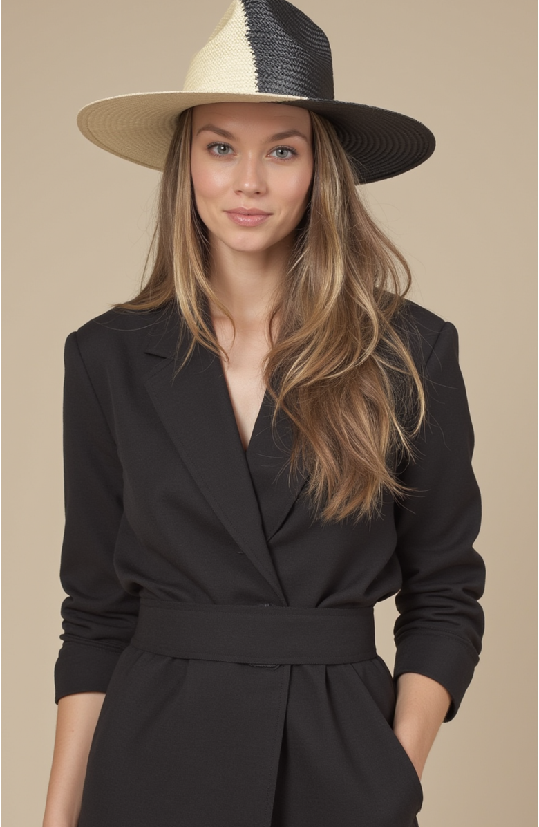 Heads Of State Hat Co. Sombra Two-Toned Straw Fedora, Alternate, color, Black/Natural