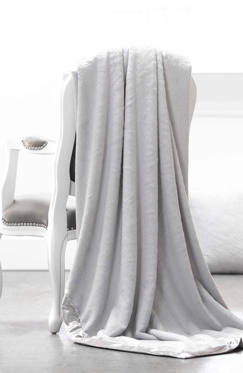 Little Giraffe Giraffe at Home Luxe<sup>™</sup> Faux Fur Throw, Alternate, color, Silver