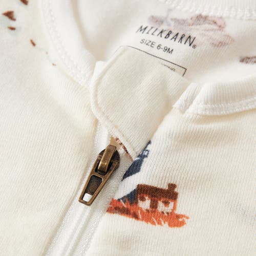 Milkbarn Organic Cotton Zipper Pajama In White