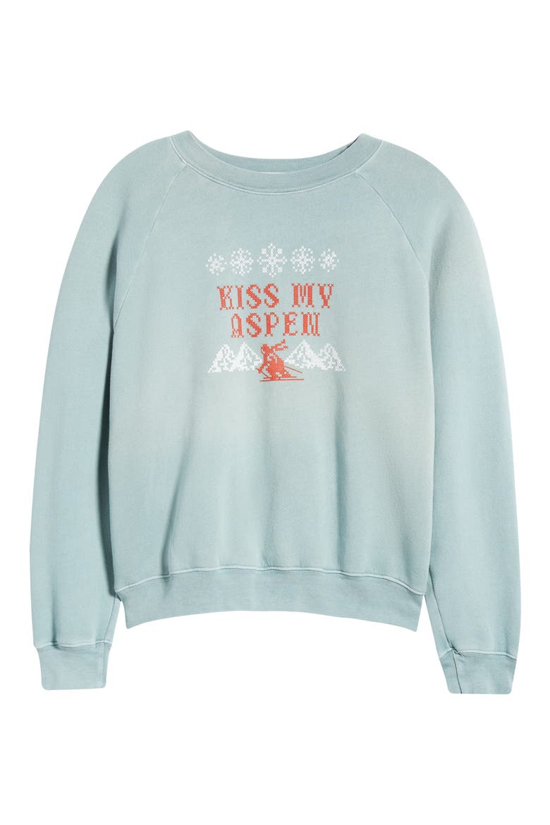 Kiss my Shrunken Cotton Blend Fleece Sweatshirt, Alternate, color, ETHEREAL BLUE