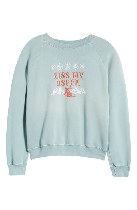Kiss my Shrunken Cotton Blend Fleece Sweatshirt