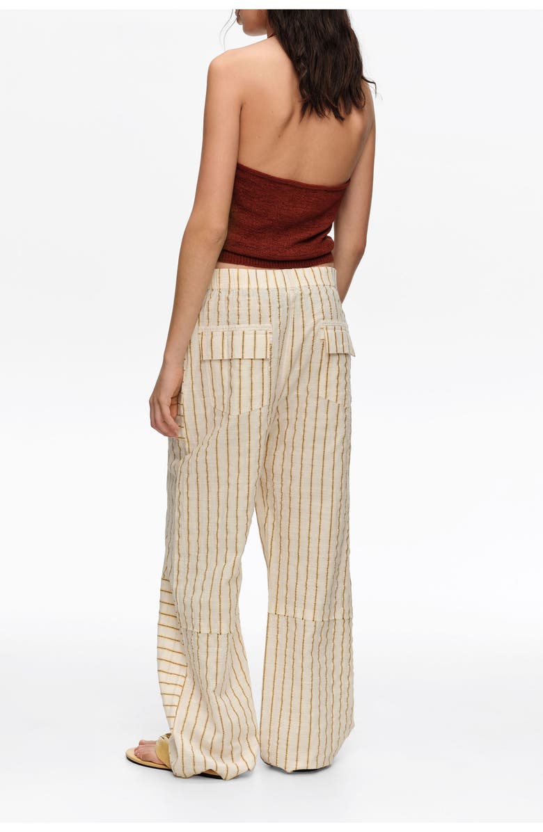 Bimba y Lola Ocher Cotton Patchwork Jogger Trousers With Stripes, Alternate, color, Mustard