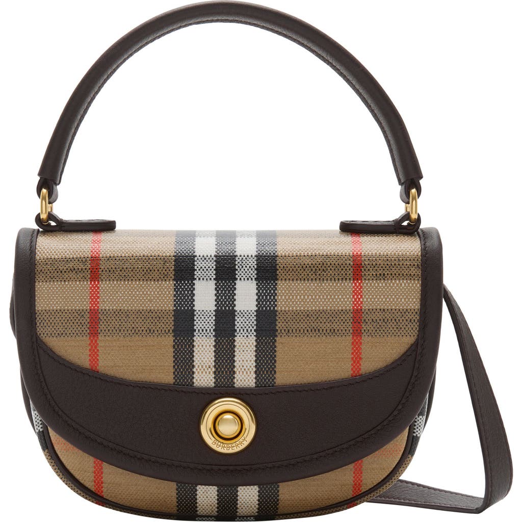 Burberry Check Motif Crossbody Handbag With Removable Strap In Nude