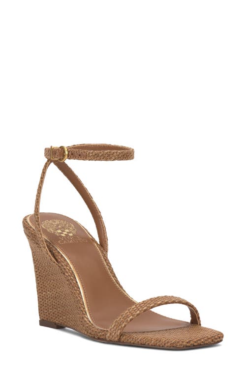 Vince Camuto Ambee Ankle Strap Wedge Sandal In Brown