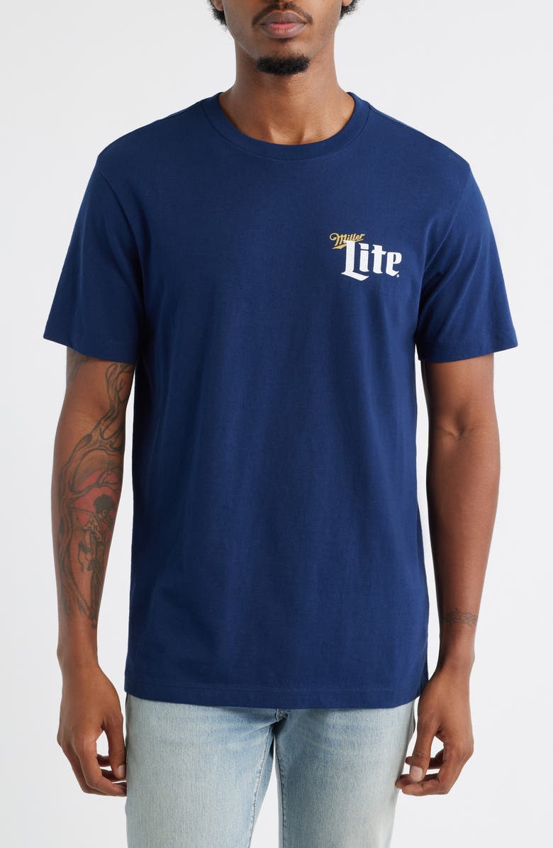 The Forecast Agency Miller Lite Cotton Graphic T-Shirt, Main, color, Navy