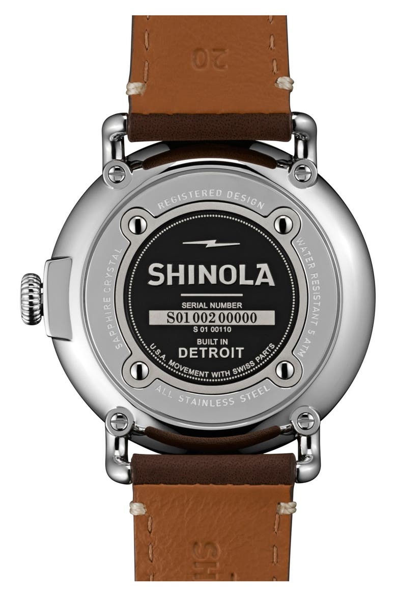 The Runwell Leather Strap Watch, 41mm, Alternate, color, DARK COFFEE/ CREAM