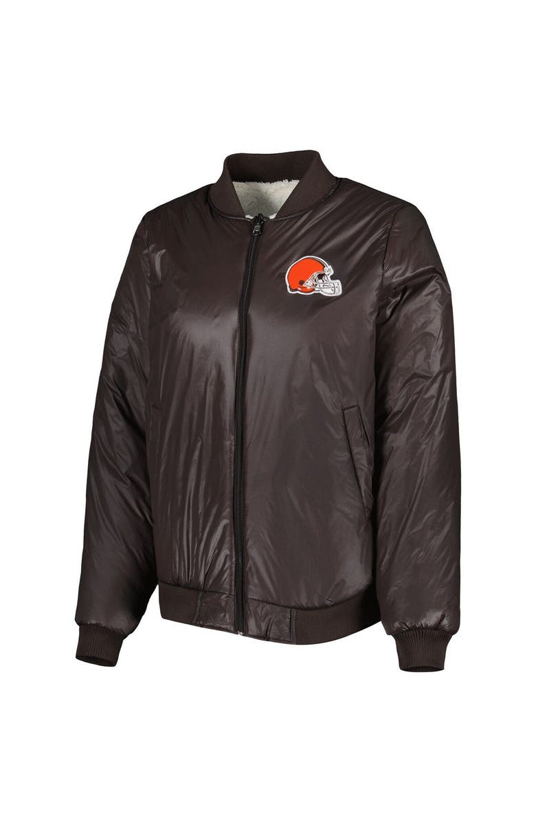 G-III 4HER BY CARL BANKS Women's G-III 4Her by Carl Banks Oatmeal/Brown Cleveland Browns Switchback Reversible Full-Zip Jacket, Alternate, color, Oatmeal