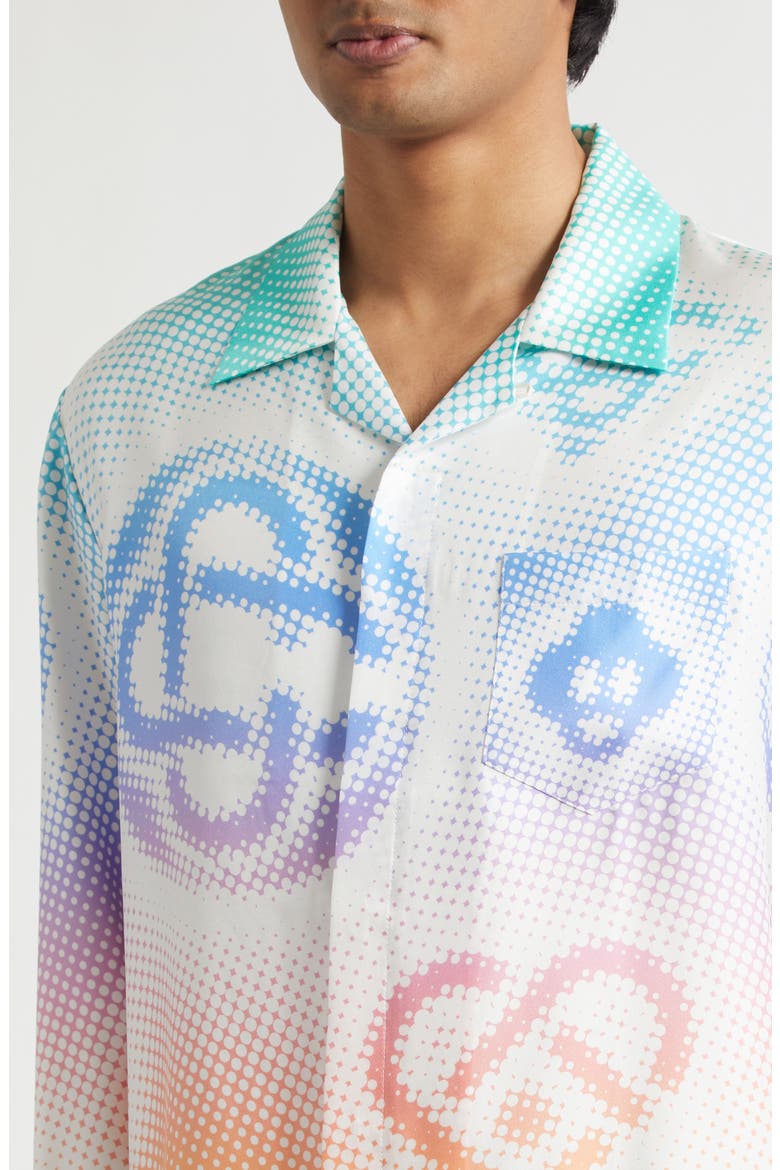 Gradient Monogram Silk Camp Shirt, Alternate, color, HALFTONE REPEATS LO