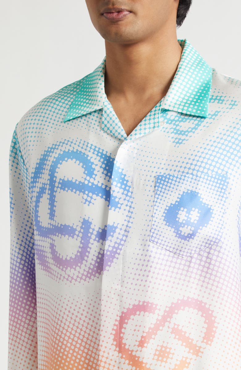 Casablanca Gradient Monogram Silk Camp Shirt, Alternate, color, Halftone Repeats Lo