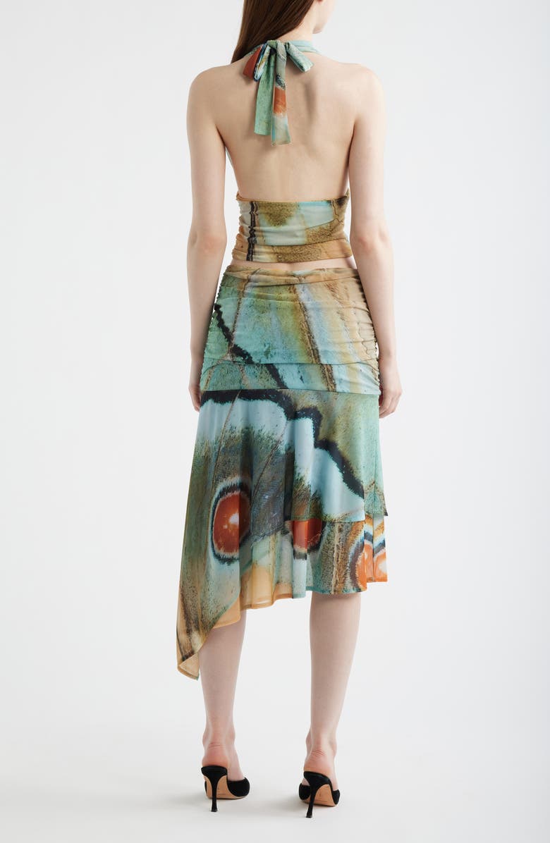 Feners Festa Print Plunge Halter Neck Crop Top, Alternate, color, Marbre