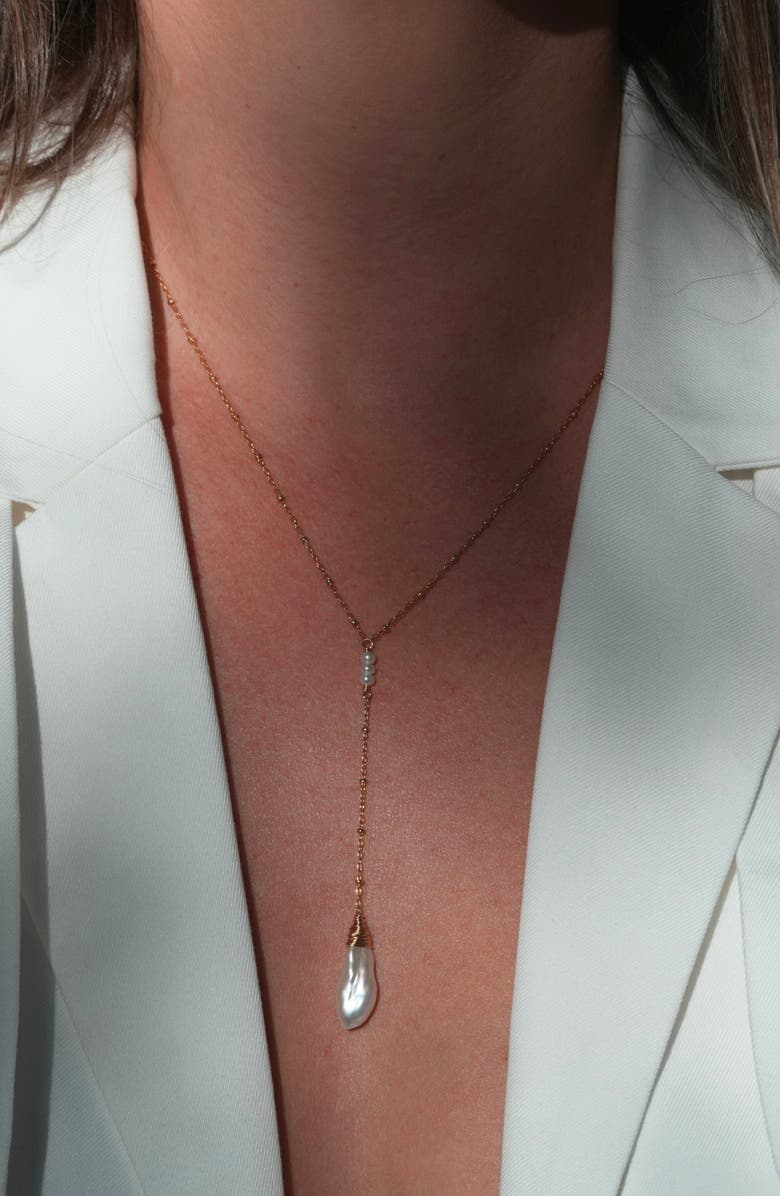 ALBISIA Keshi Pearl Lariat, Alternate, color, 14K Yellow Gold