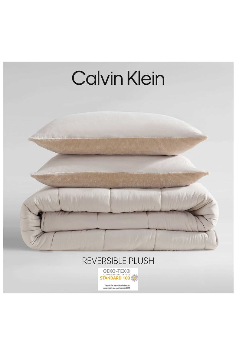 Reversible Plush Washed Microfiber Comforter Bedding Set, Alternate, color, MEDIUM BEIGE