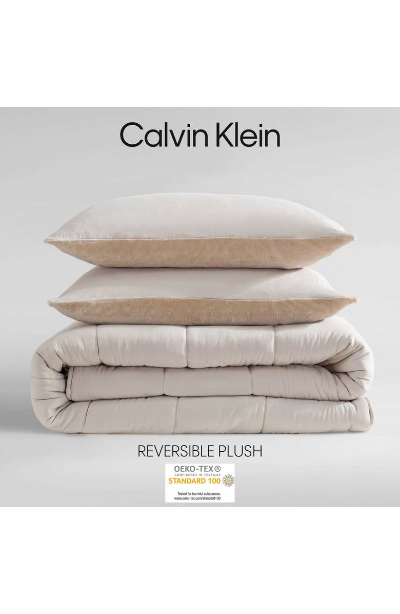 Calvin Klein Reversible Plush Washed Microfiber Comforter Bedding Set, Alternate, color, Medium Beige