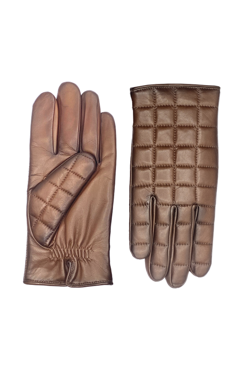 Agnelle James Quilted Lambskin Glove Fully Lined in Alpaca, Alternate, color, Whisky Patine