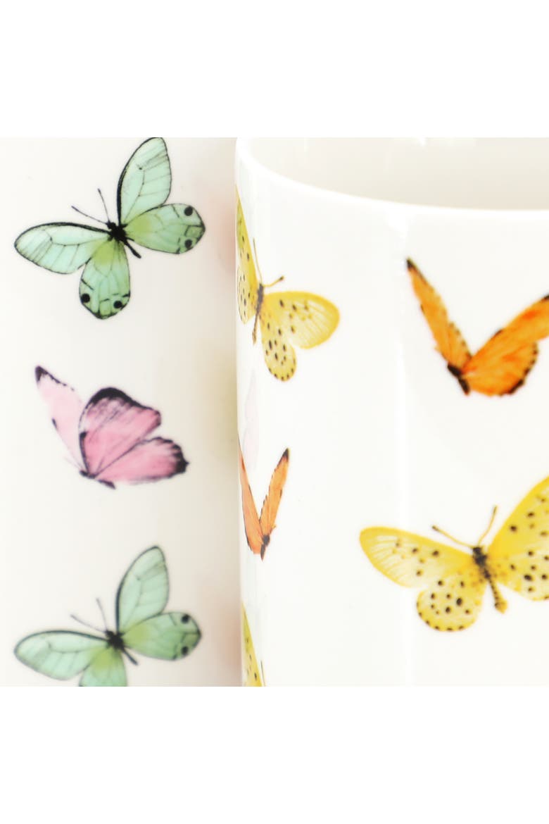 Butterfly Wings 4 Piece 18 Ounce Stoneware Mug Set, Alternate, color, White