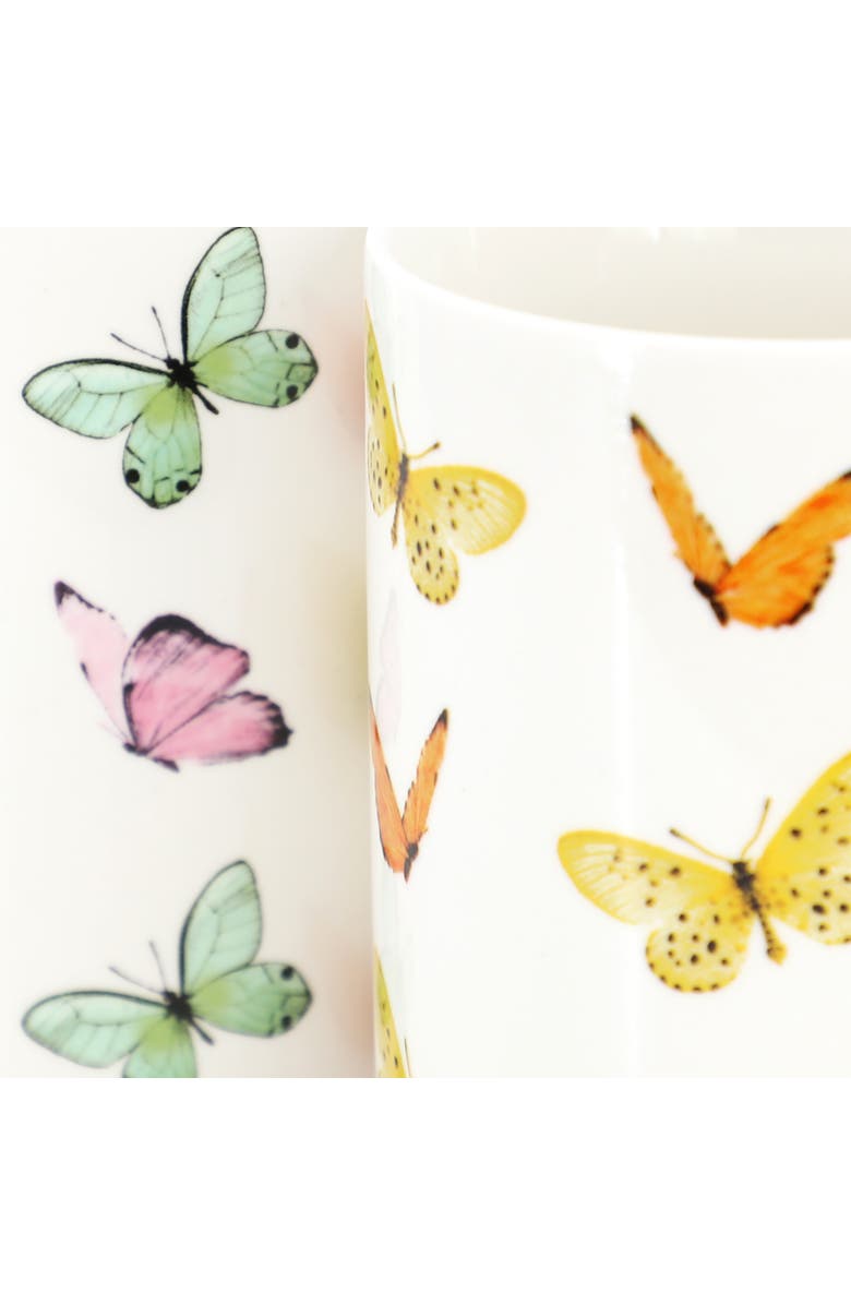 Gibson Home Butterfly Wings 4 Piece 18 Ounce Stoneware Mug Set, Alternate, color, White