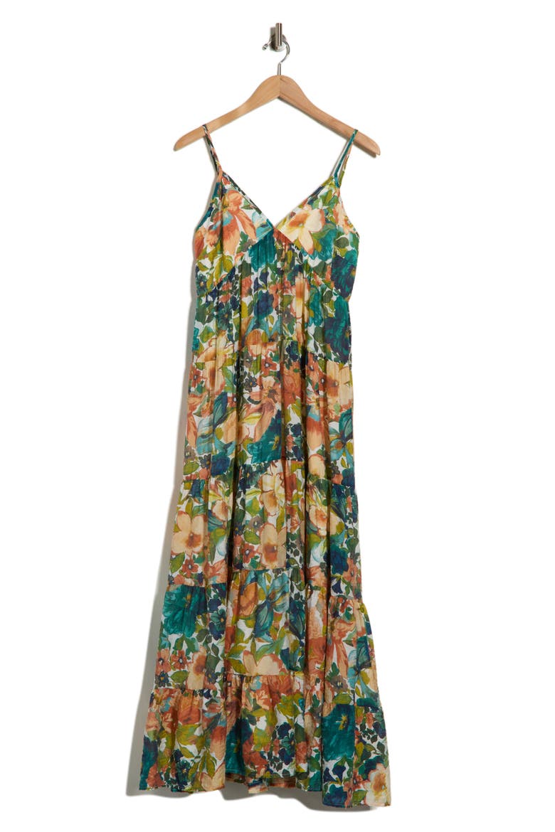 Sleeveless Tiered Maxi Dress, Alternate, color, BLUE MULTI