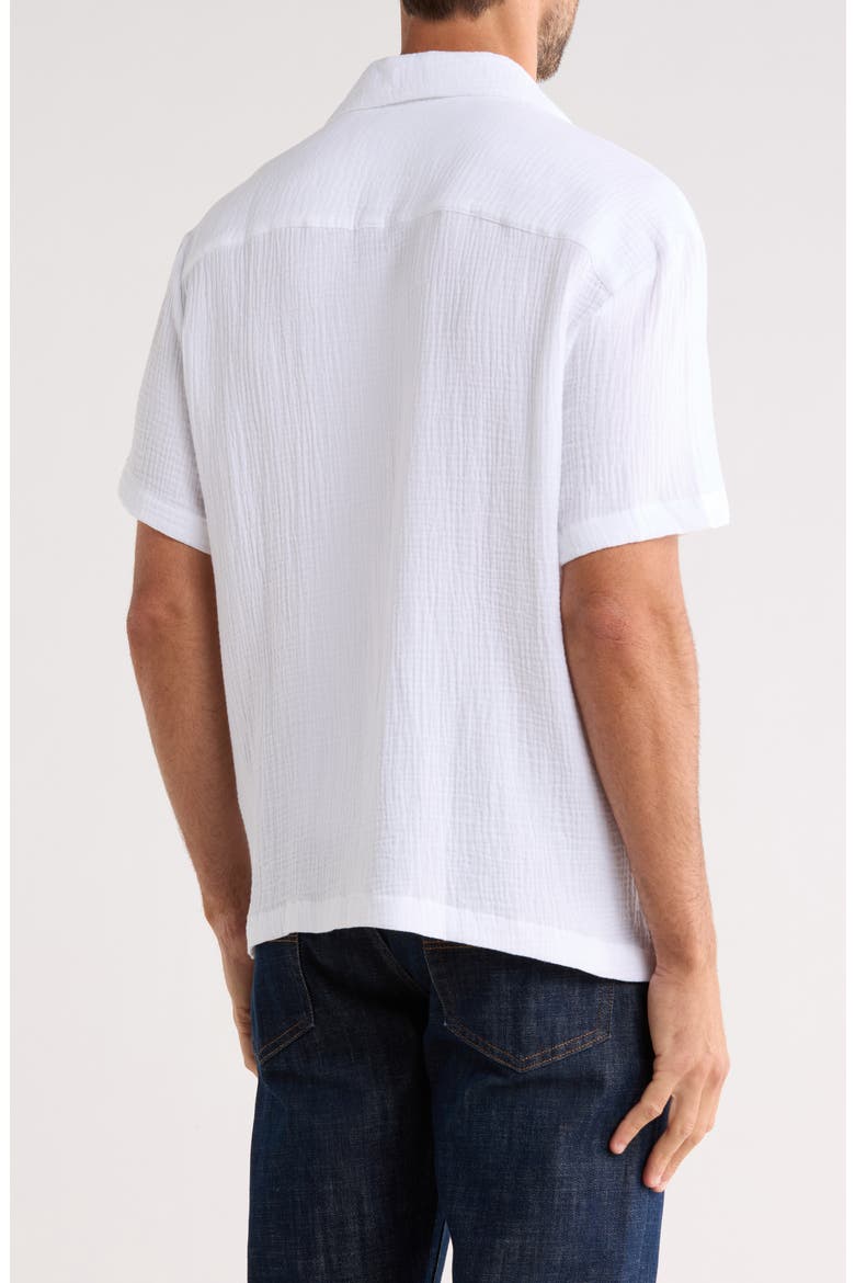 Textured Relaxed Fit Cotton Camp Shirt, Alternate, color, WHITE