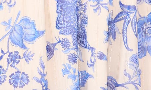 HALOGENR HALOGEN(R) METALLIC FLORAL PRINT SLEEVELESS RUFFLE DRESS