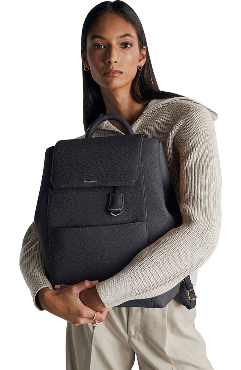 MAISON de SABRÉ Large Leather Soft Backpack, Alternate, color, Graphite Grey