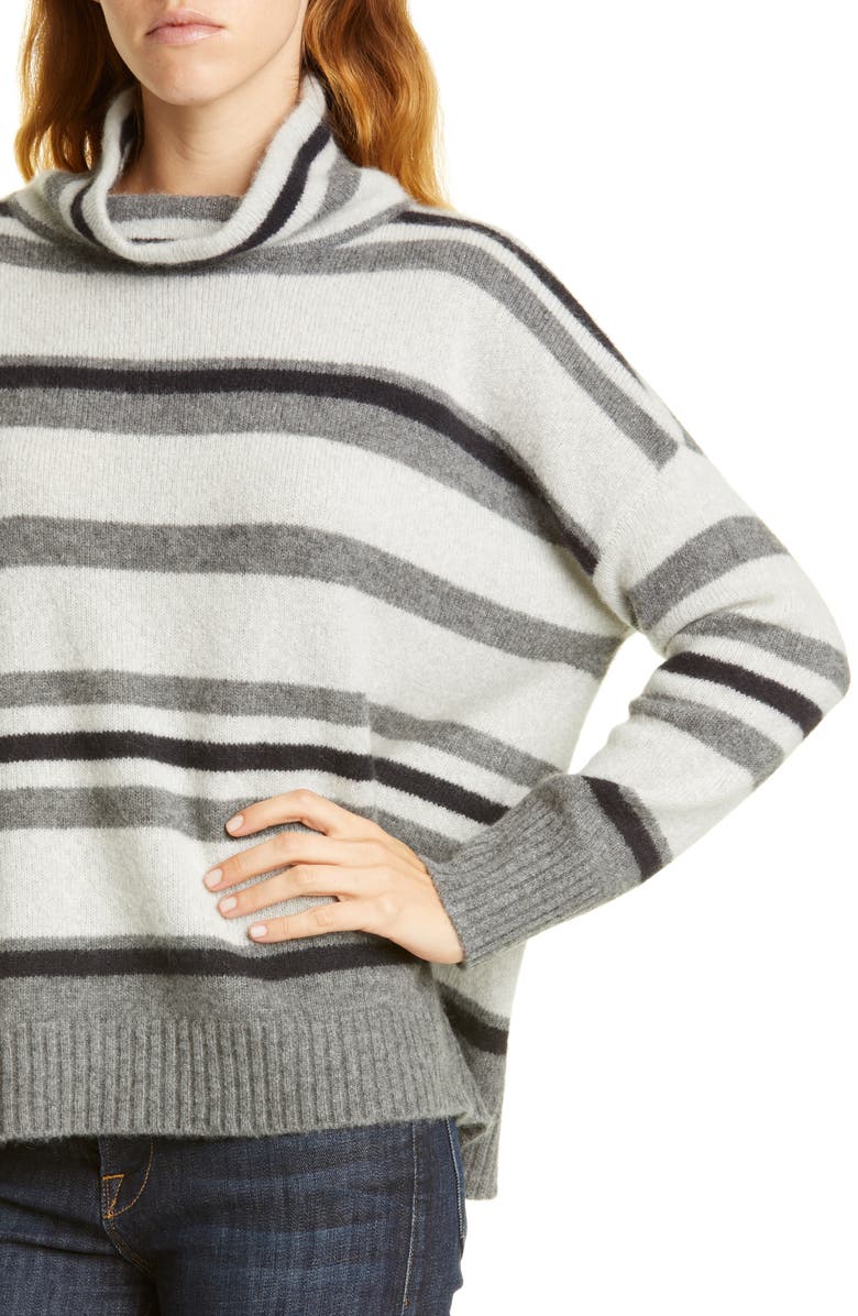 Nordstrom Signature Oversize Stripe Turtleneck Cashmere Sweater, Alternate, color, 